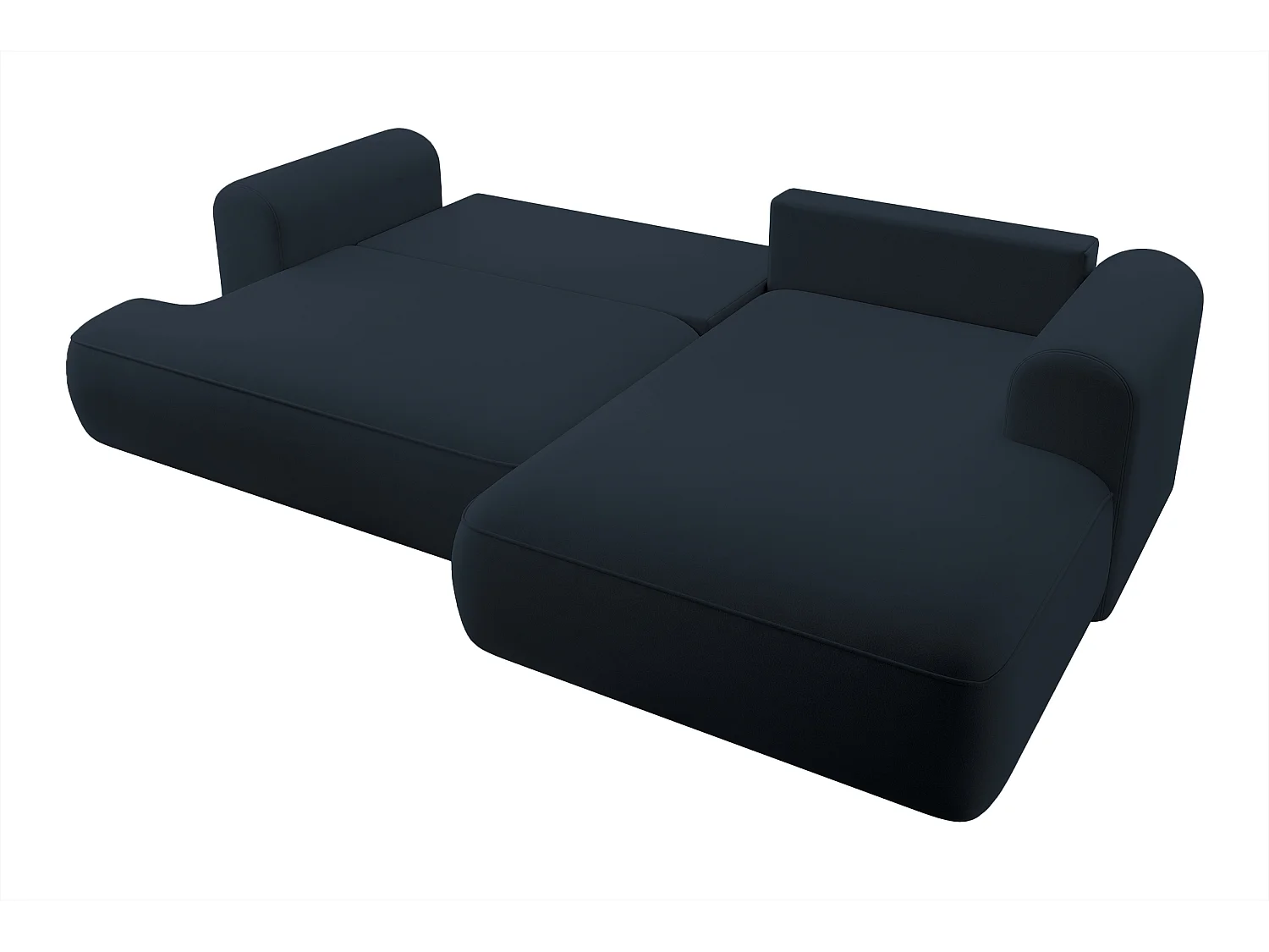 Canapé d'angle - 260 cm - avec fonction de couchage en forme de L - avec coffre - blue marin velours - côté droit - OVO