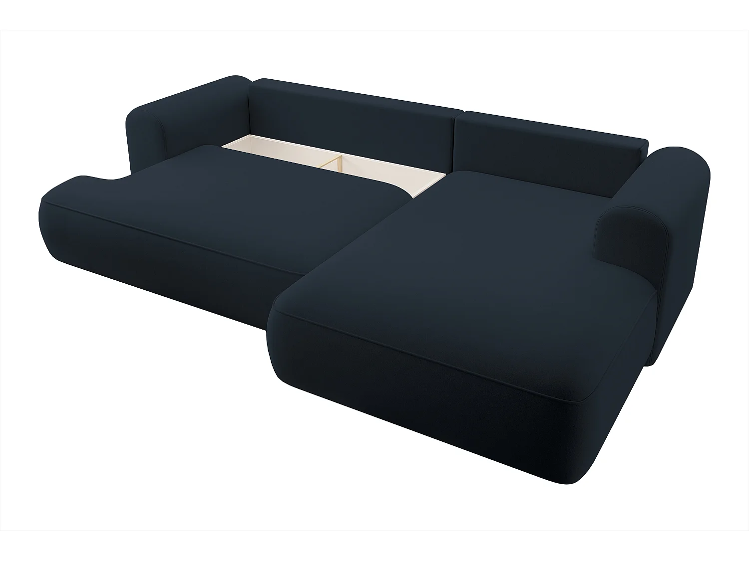 Canapé d'angle - 260 cm - avec fonction de couchage en forme de L - avec coffre - blue marin velours - côté droit - OVO