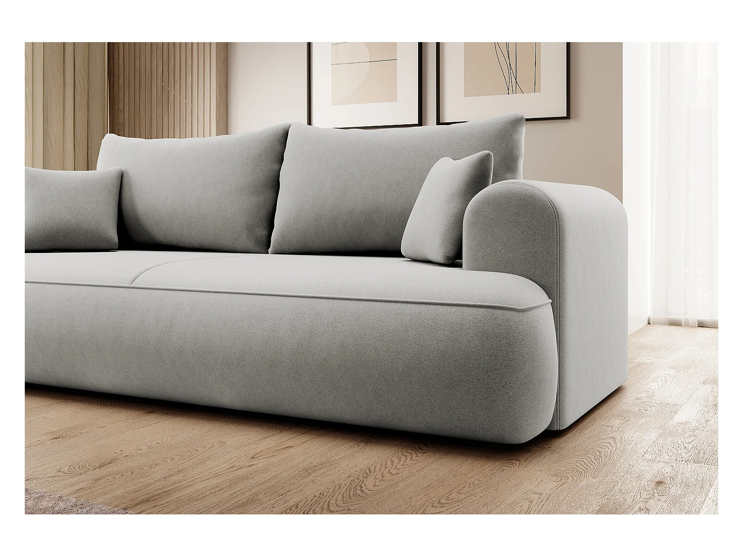 3-Sitzer-Sofa mit Schlaffunktion - Easy-Clean-Veloursbezug in Grau - OVO