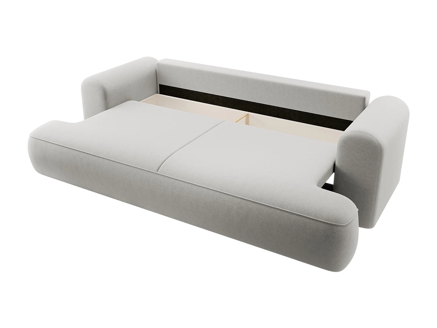 Canapé convertible - 3 places - avec coffre - gris velours - OVO