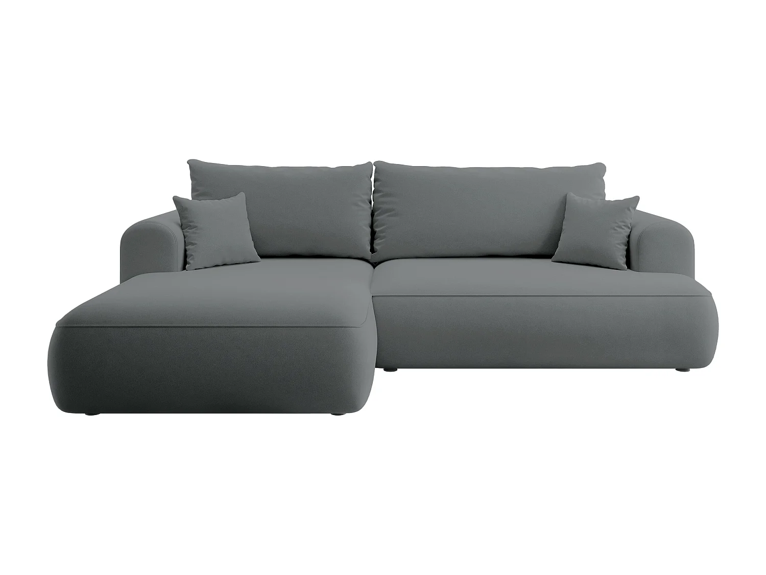 Canapé d'angle - 260 cm - avec fonction de couchage en forme de L - avec coffre - gris foncé velours - côté gauche - OVO