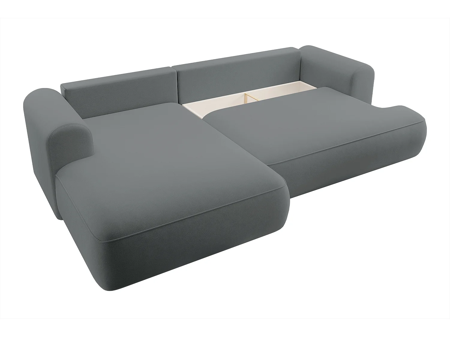 Canapé d'angle - 260 cm - avec fonction de couchage en forme de L - avec coffre - gris foncé velours - côté gauche - OVO