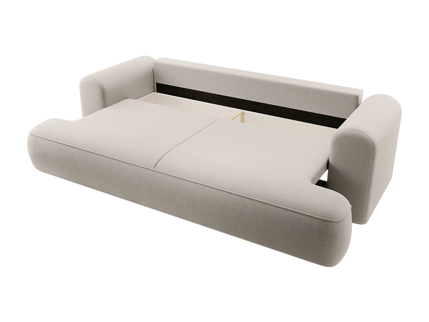 Canapé convertible - 3 places - avec coffre - crème velours - OVO
