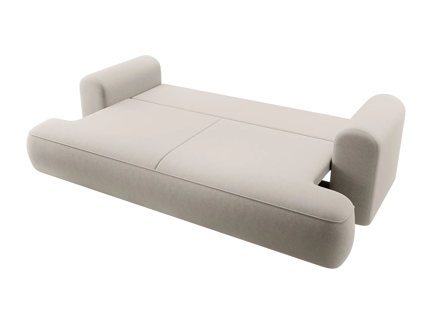 Canapé convertible - 3 places - avec coffre - crème velours - OVO