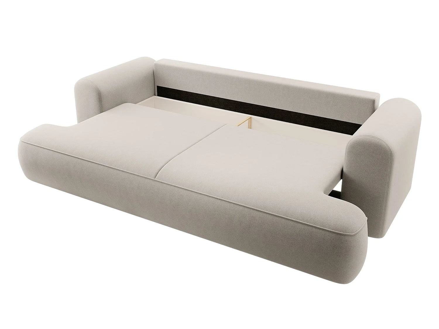 3-Sitzer-Sofa mit Schlaffunktion - Easy-Clean-Veloursbezug in Cremeweiß - OVO
