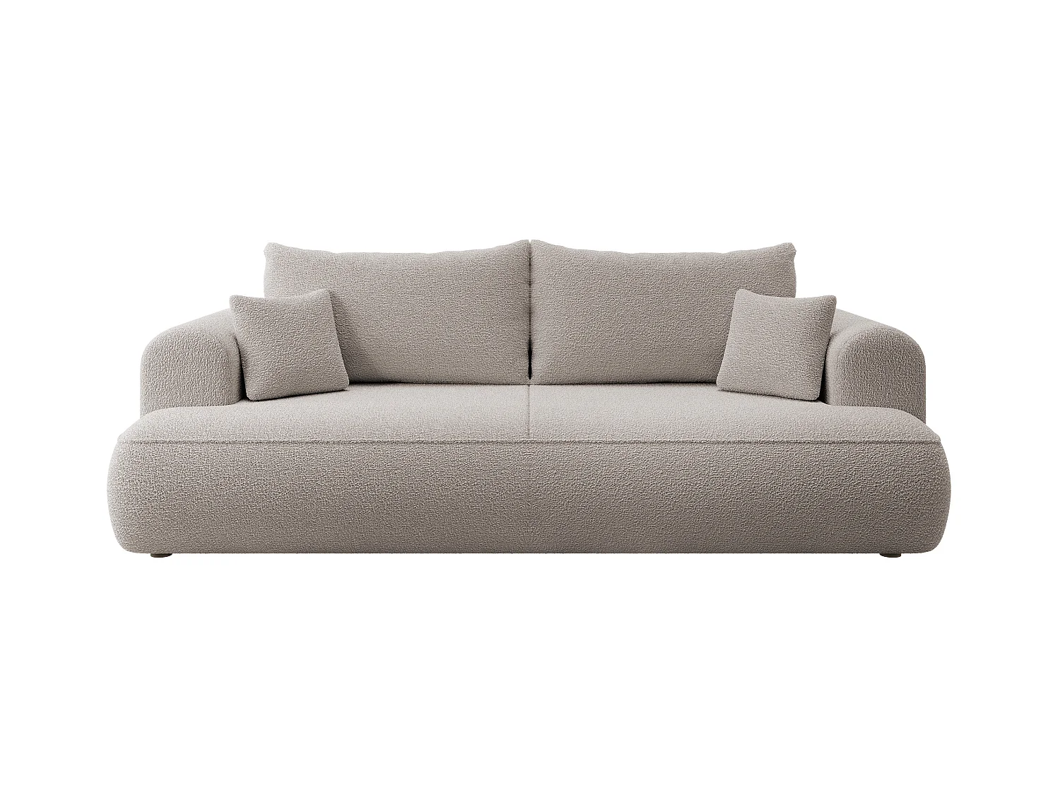 Canapé convertible - 3 places - avec coffre - beige foncé boucle - OVO