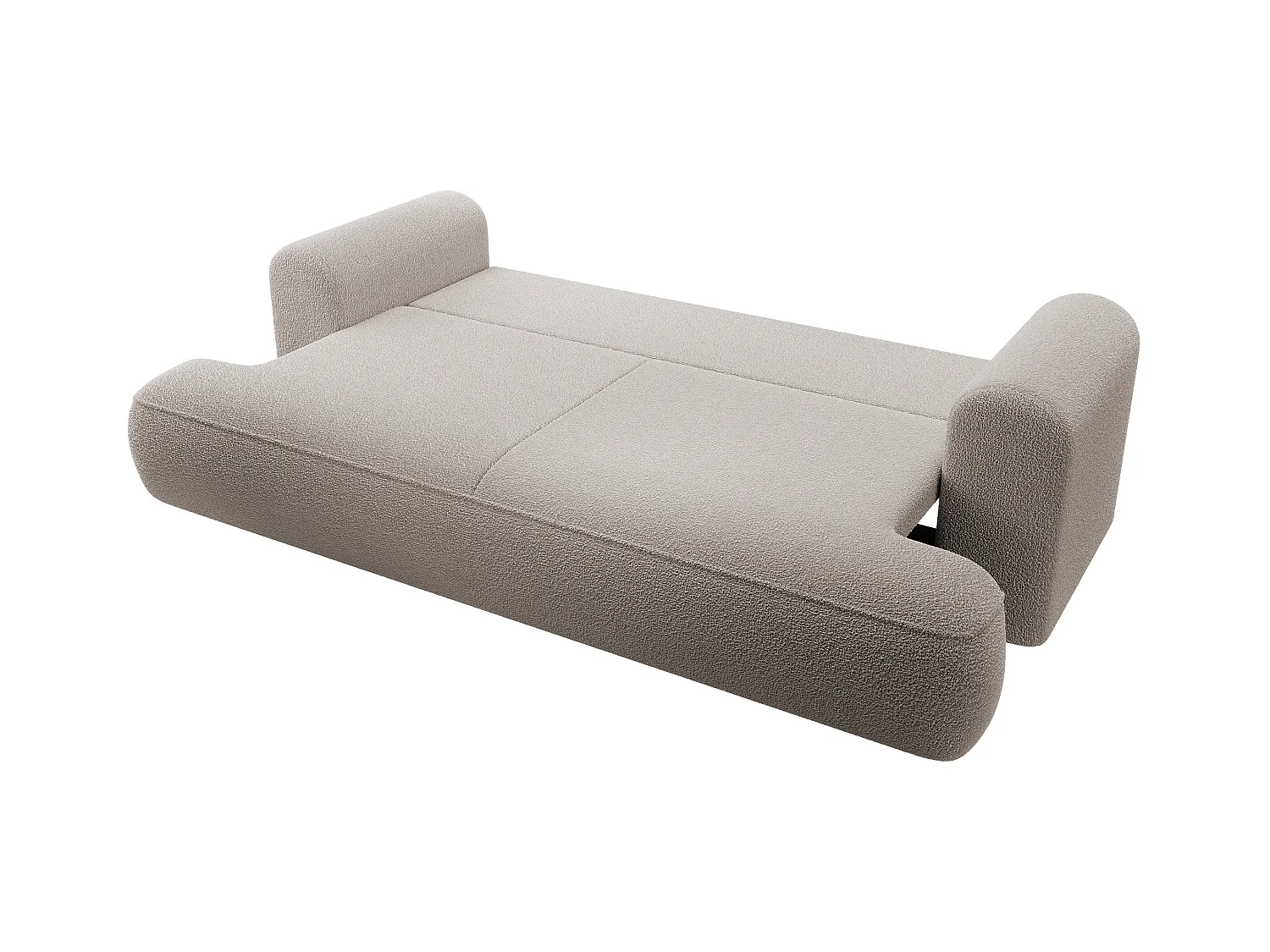 Canapé convertible - 3 places - avec coffre - beige foncé boucle - OVO
