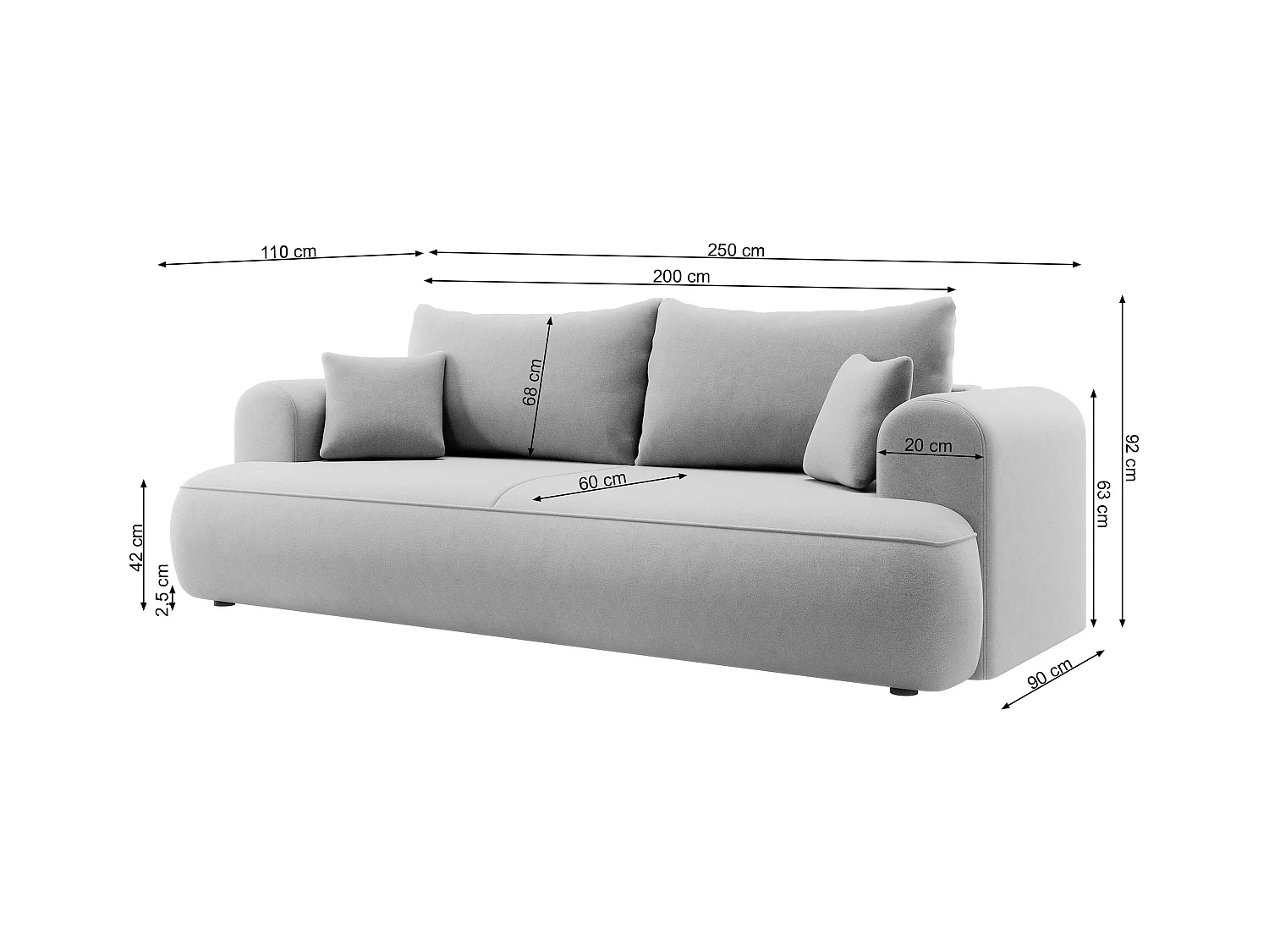 Canapé convertible - 3 places - avec coffre - beige foncé boucle - OVO