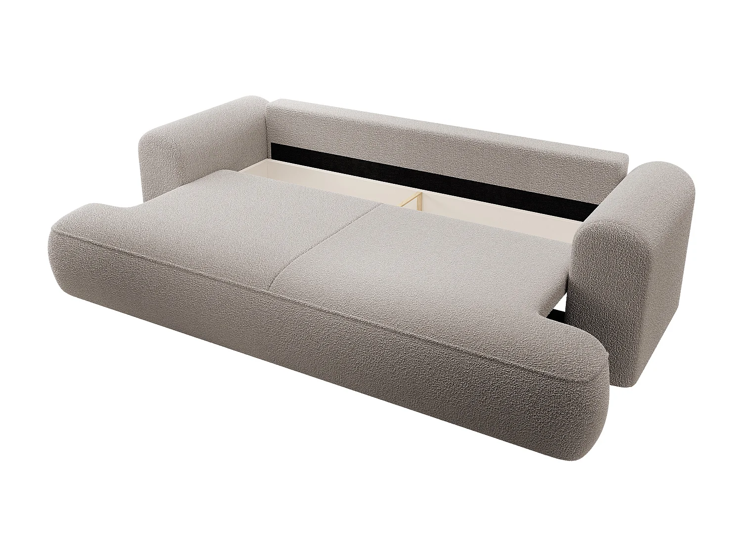 3-Sitzer-Sofa mit Schlaffunktion - Boucle-Bezug in Dunkelbeige - OVO