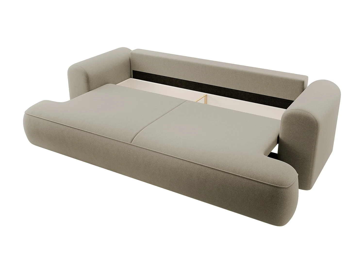 3-Sitzer-Sofa mit Schlaffunktion - Easy-Clean-Veloursbezug in Beige - OVO