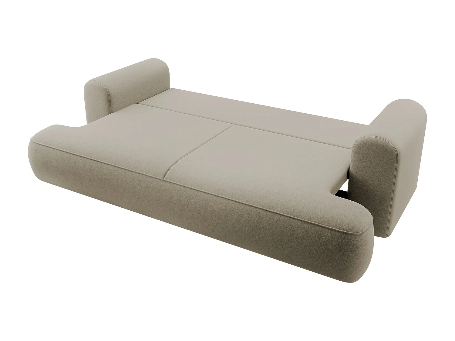 Canapé convertible - 3 places - avec coffre - beige velours - OVO