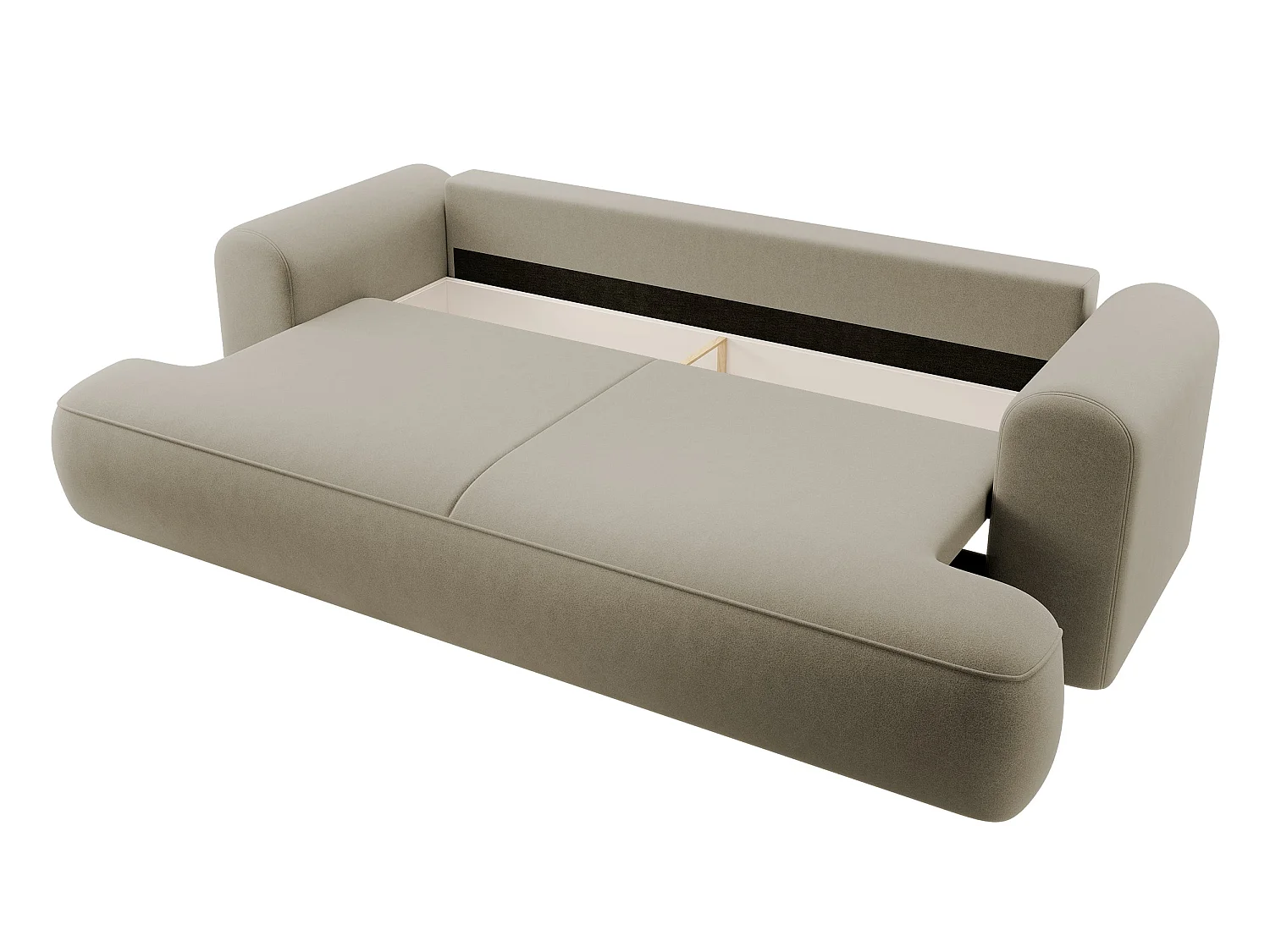3-Sitzer-Sofa mit Schlaffunktion - Easy-Clean-Veloursbezug in Beige - OVO