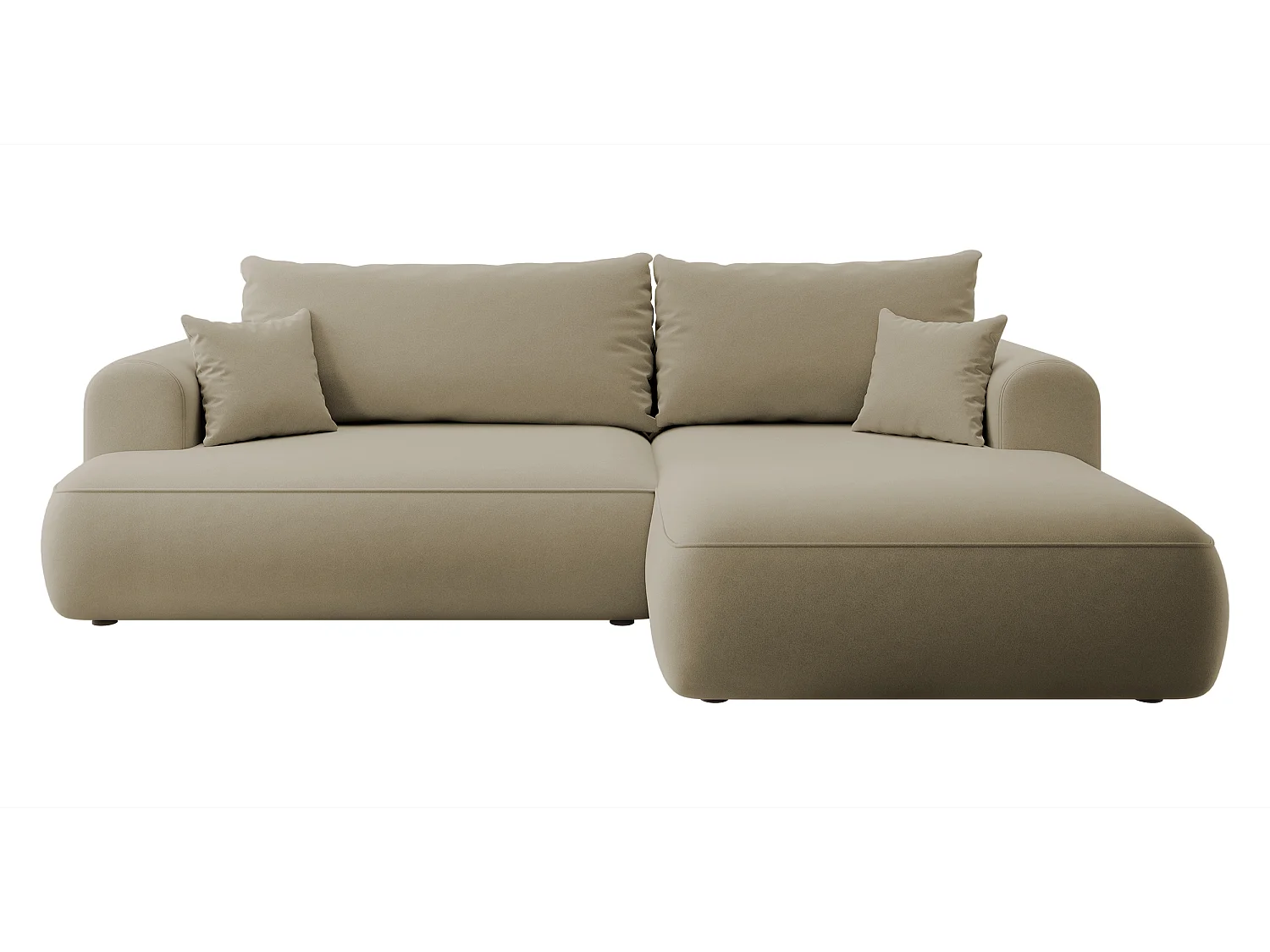 Canapé d'angle - 260 cm - avec fonction de couchage en forme de L - avec coffre - beige velours - côté droit - OVO