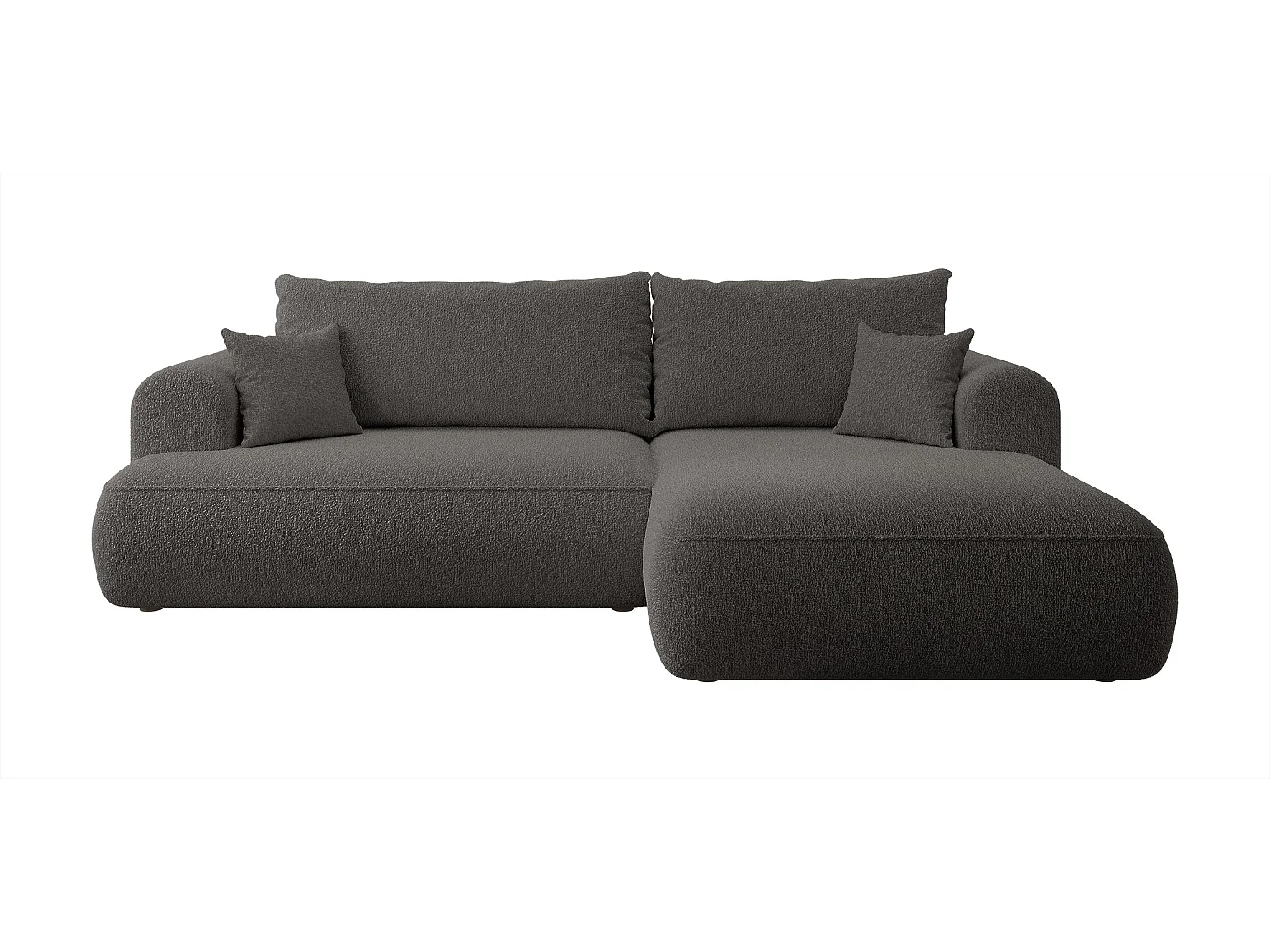 Hoekbank - 260 cm - met L-vormige slaapfunctie - met opbergruimte - crème boucle - rechterkant - OVO