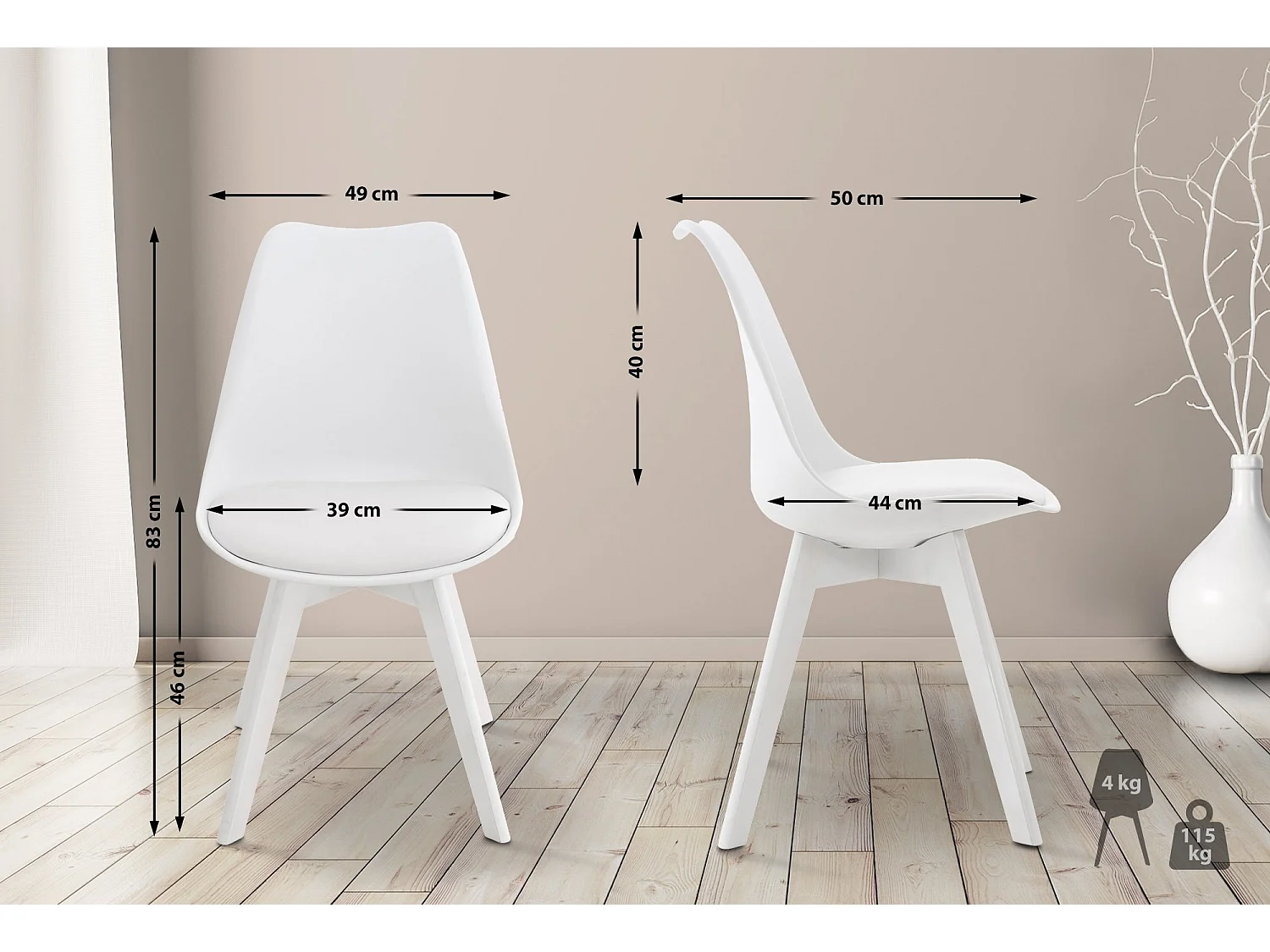 chaise salle à manger - Plastique - Blanc / Blanc - Linares