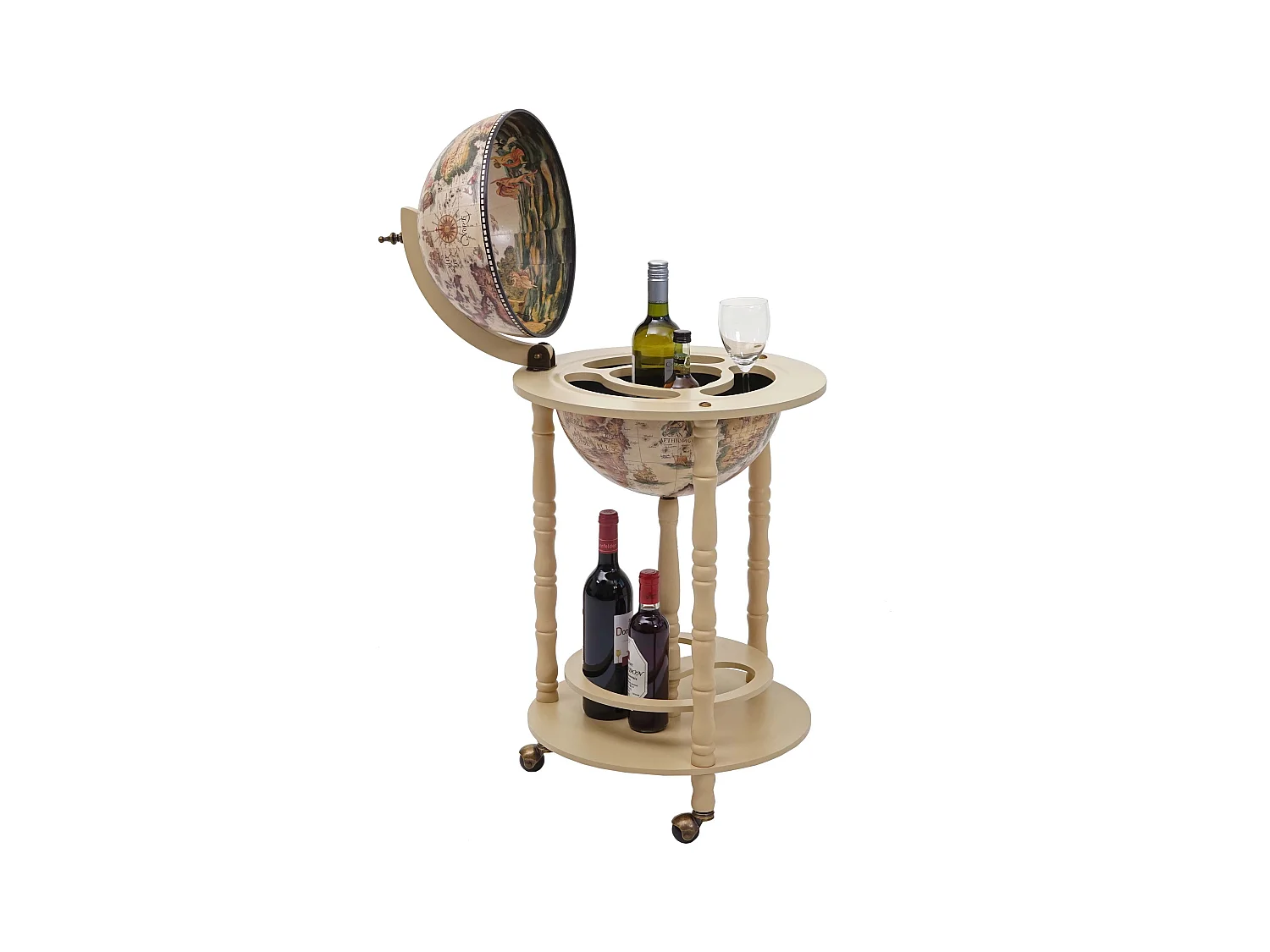 Bar de salon Globe MCW-D83 roulant,  blanc