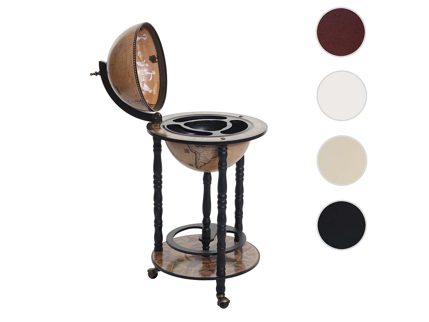 Globusbar MCW-D83 verrijdbaar,  naturel bruin