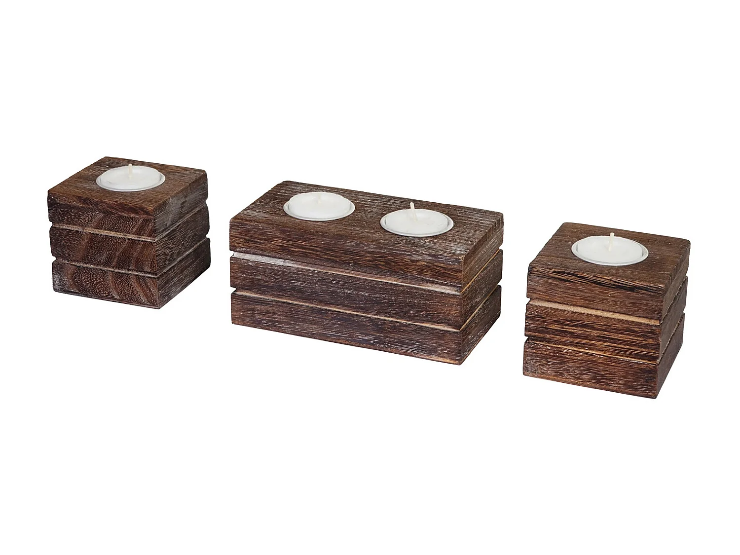 Juego de portavelas de té Tolve (3 piezas),  marrón