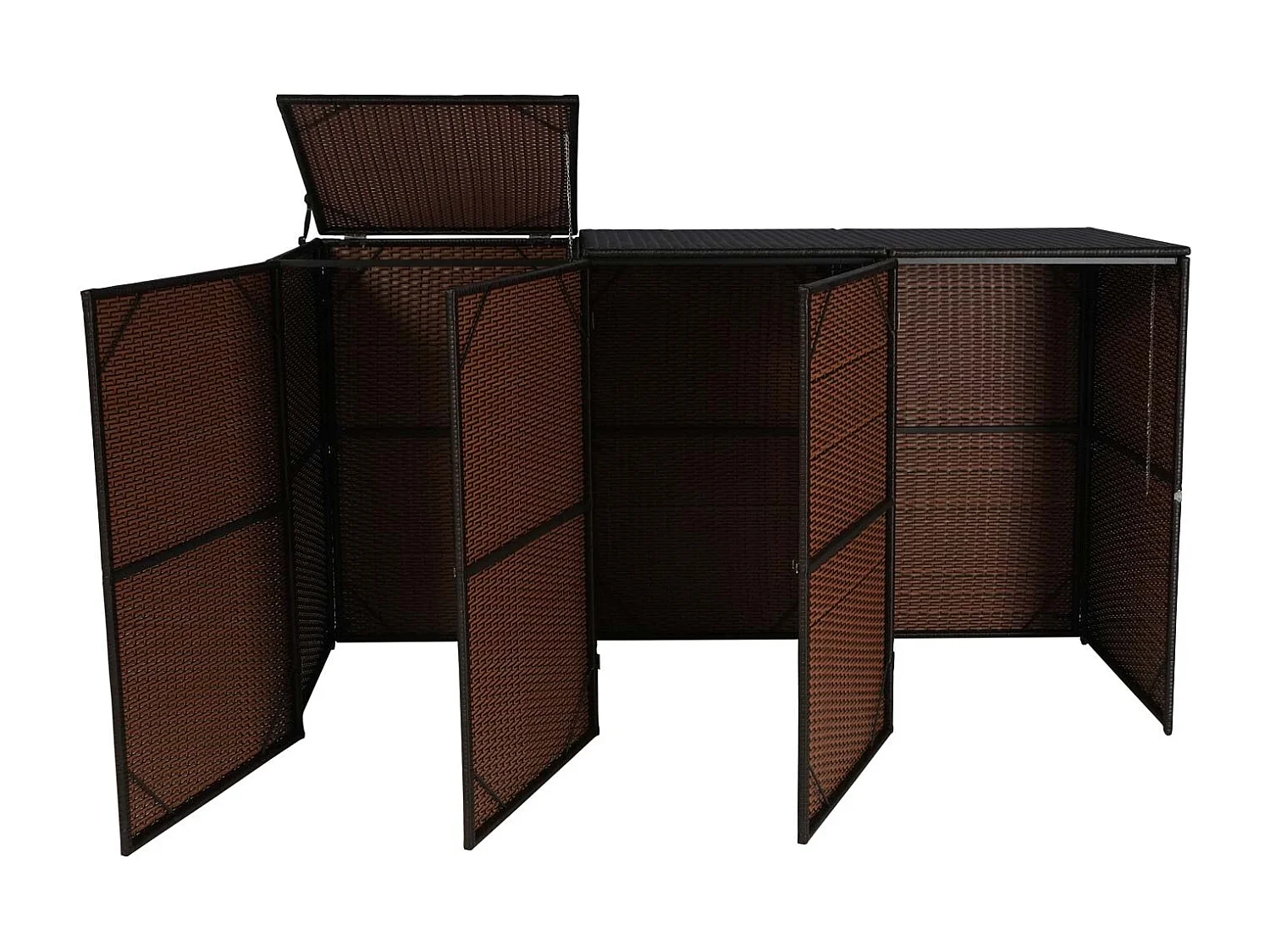 Habillage pour 3 poubelles MCW-E25 3x120l,  brun