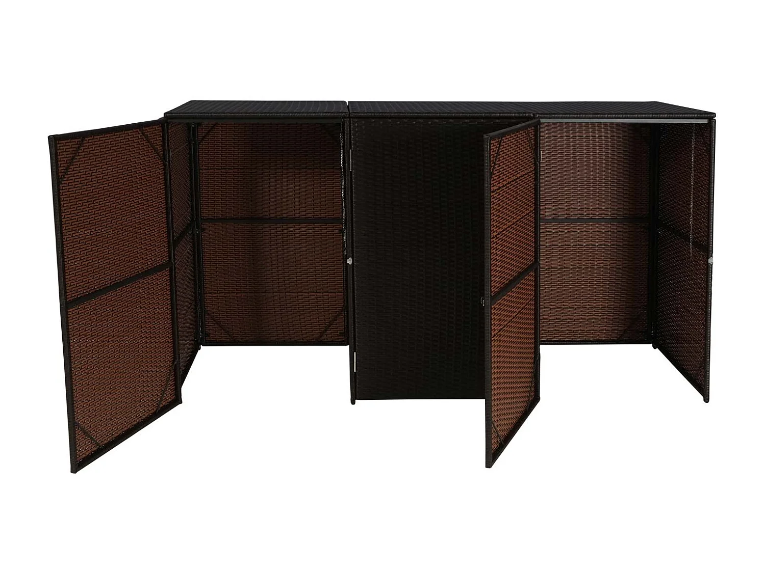 Habillage pour 3 poubelles MCW-E25 3x120l,  brun