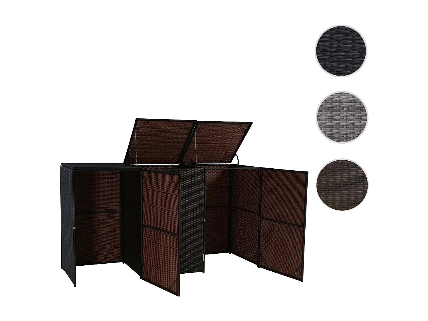 Habillage pour 3 poubelles MCW-E25 3x120l,  brun