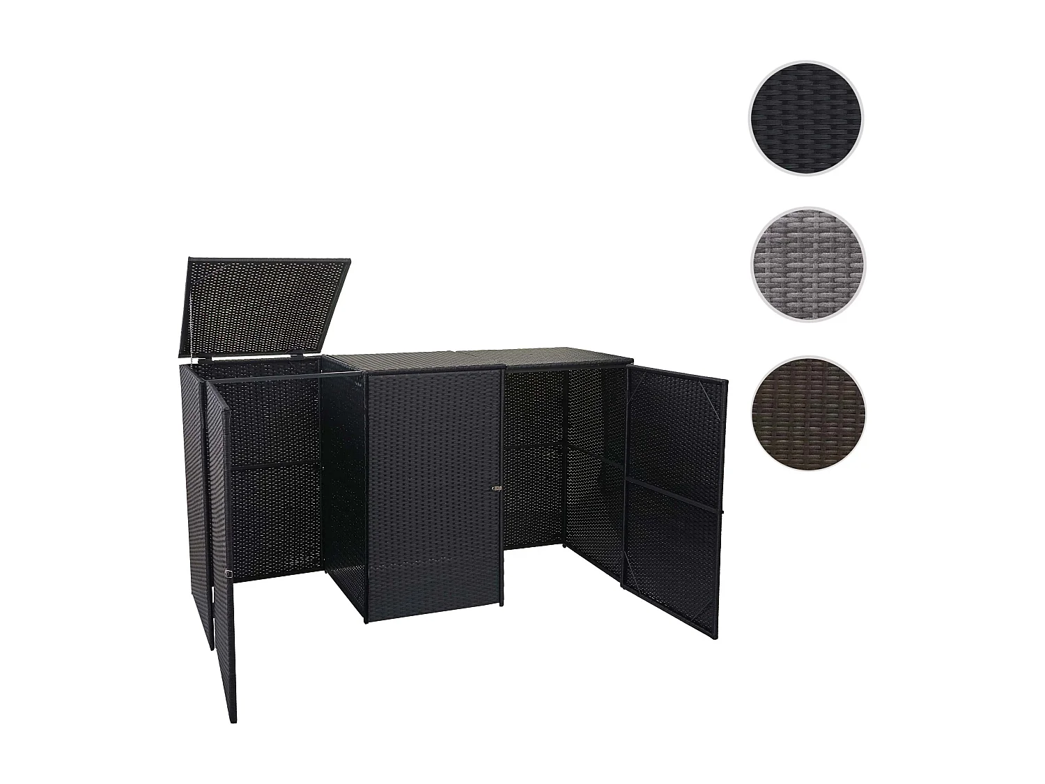 Afvalbakafdekking voor 3 bakken MCW-E25,  zwart