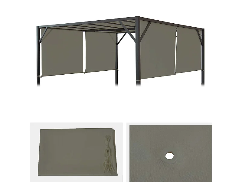 Toile de rechange pour toit de pergola Beja3x3m,  taupe