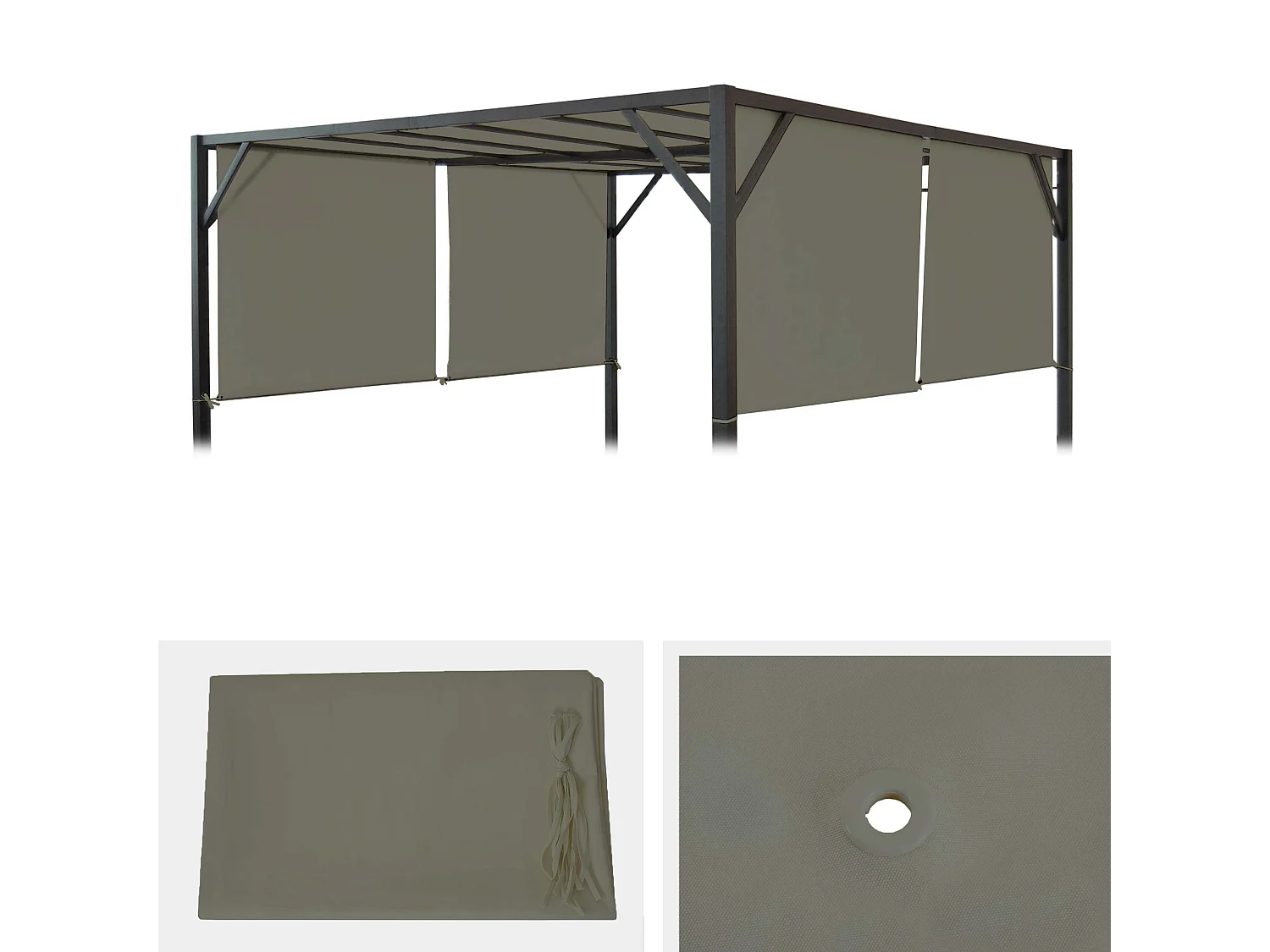 Toile de rechange pour toit de pergola Beja3x3m,  taupe