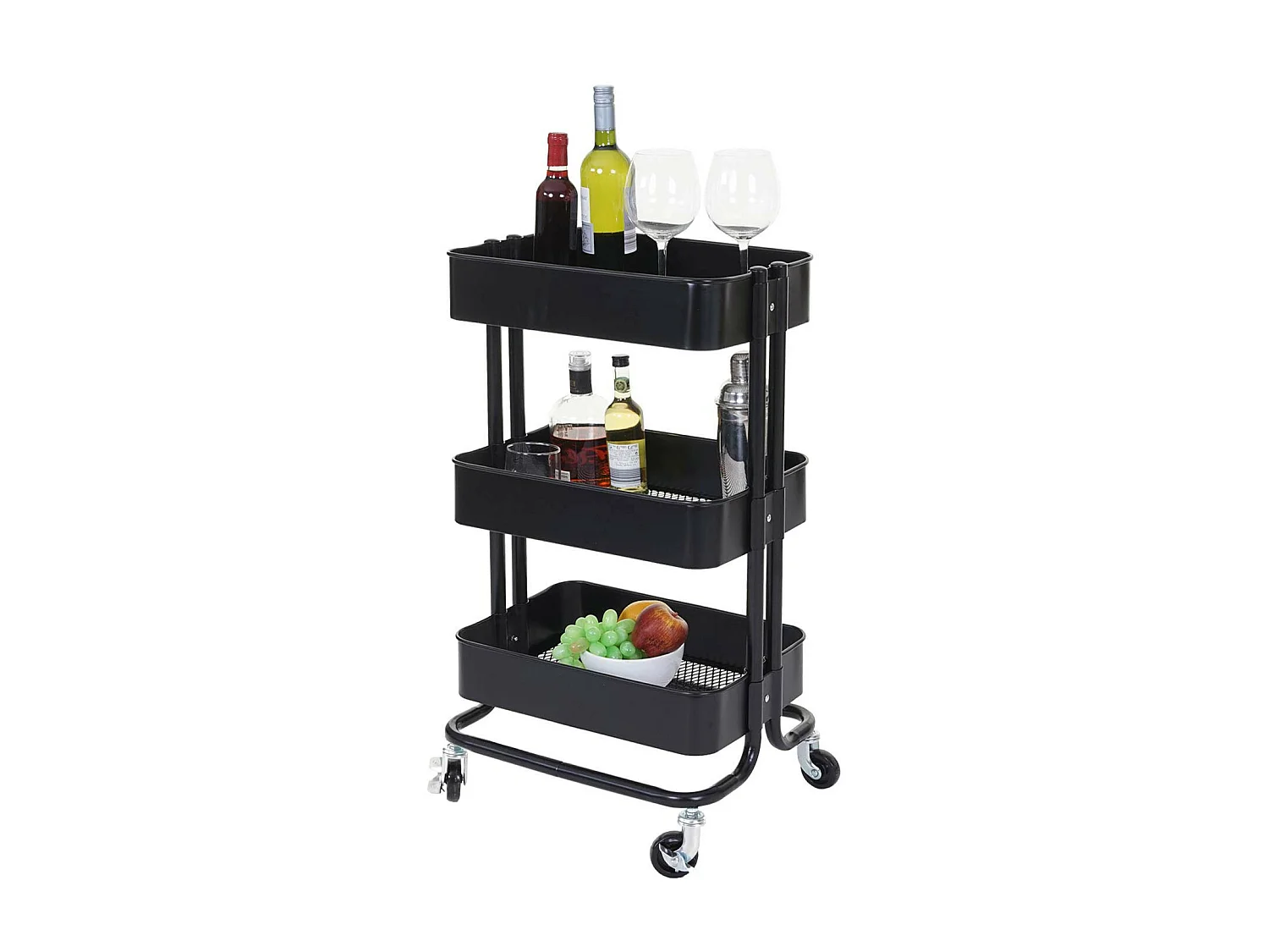 Carrello da portata cucina MCW-C64 metallo 37x44x79cm nero