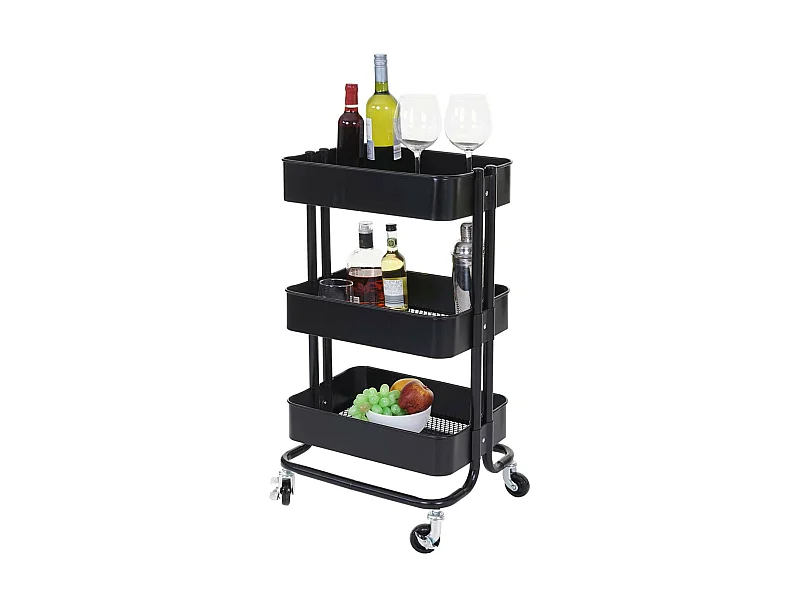 Carrello da portata cucina MCW-C64 metallo 37x44x79cm nero