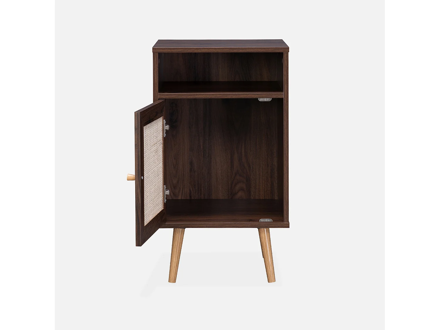 Mesita de noche escandinava con efecto madera y caña, set de 2 madera