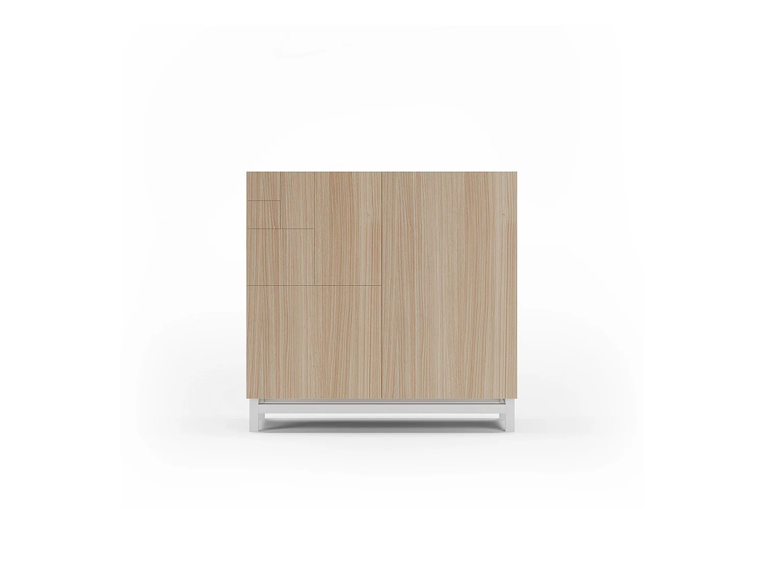 Meuble à chaussures/rangement - H90cm x L90cm x P27cm noyer clair pieds blanc - Copenhague