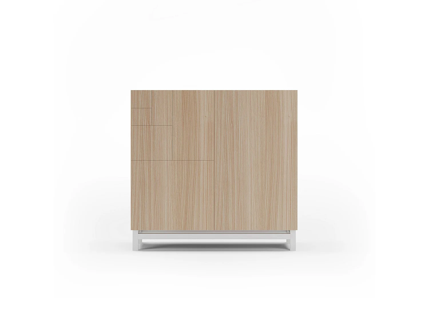 Sapateiro/Móvel organização - H90cm x L90cm x P27cm nogueira clara pernas branco - Copenhague