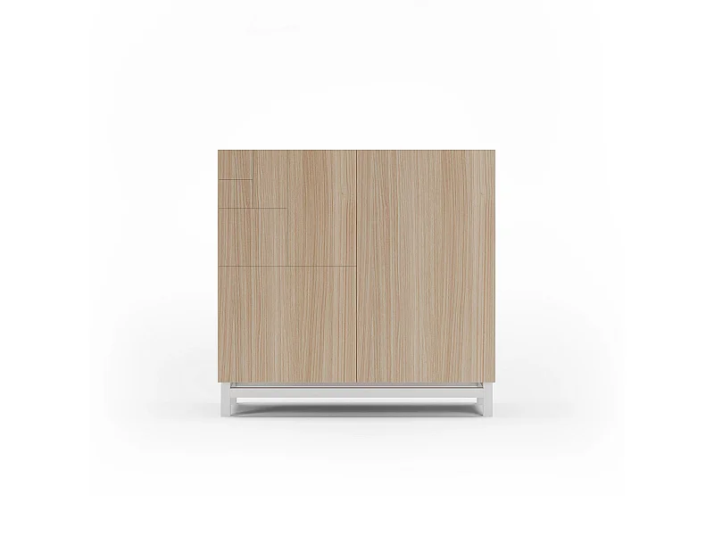 Sapateiro/Móvel organização - H90cm x L90cm x P27cm nogueira clara pernas branco - Copenhague