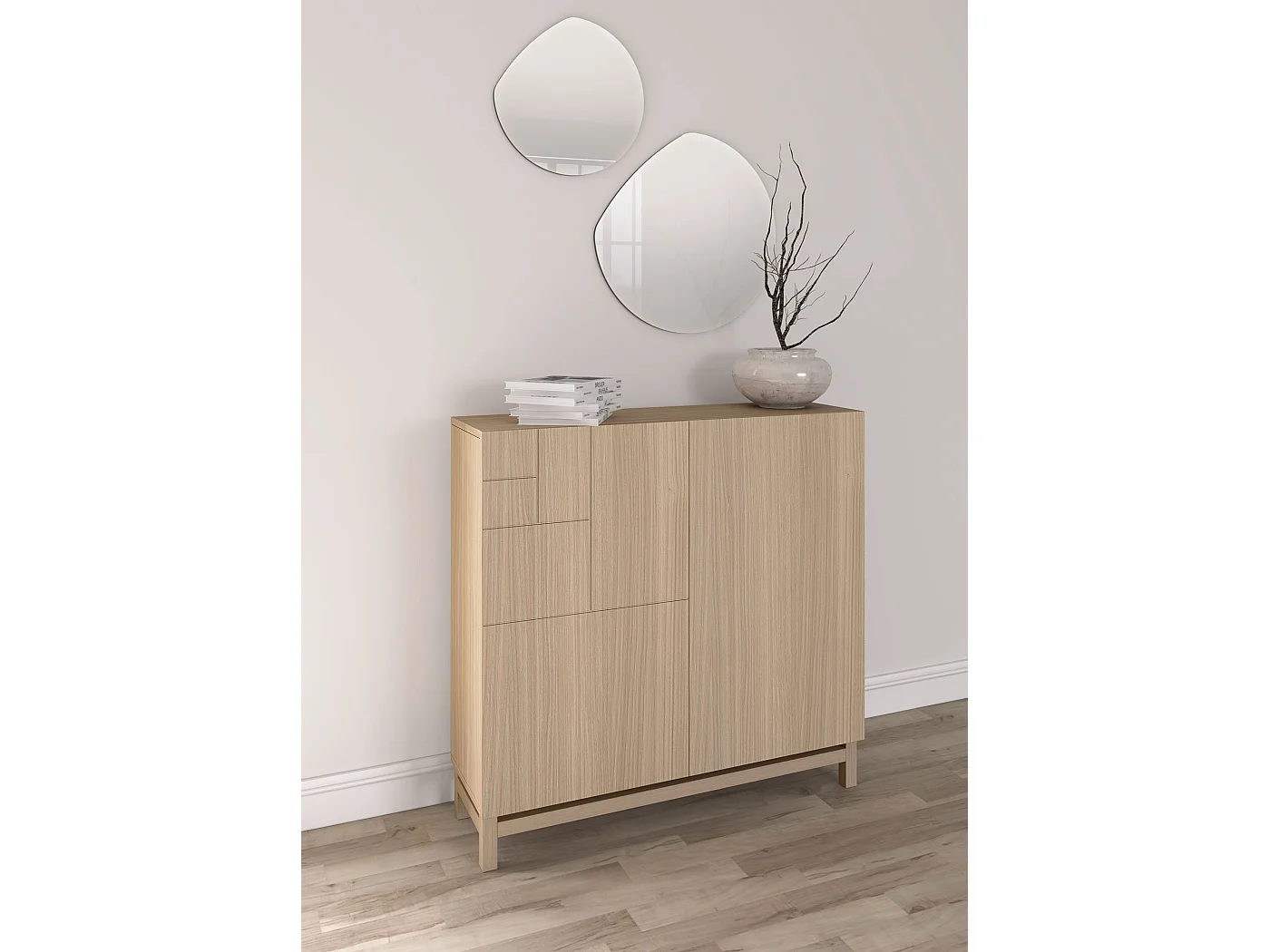 Sapateiro/Móvel organização - H90cm x L90cm x P27cm nogueira clara - Copenhague