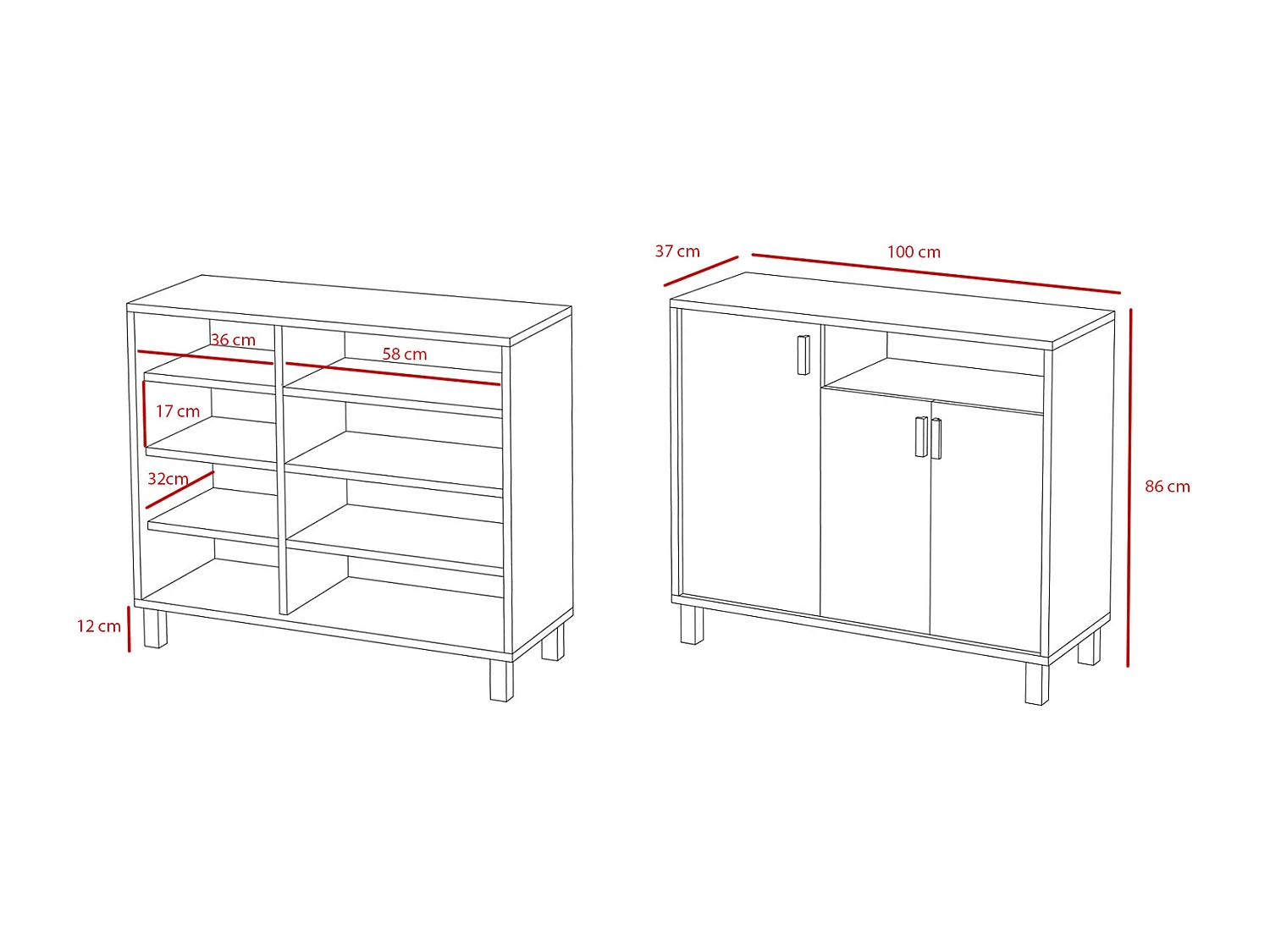 Mueble zapatero almacenaje - A86cm x L100cm x F37cm gris grafito puertas impresión vallado - Gotemburgo