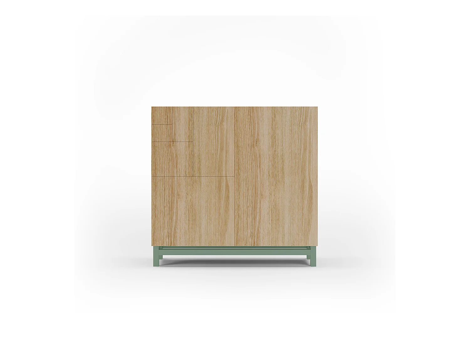 Meuble à chaussures/rangement - H90cm x L90cm x P27cm chêne doré pieds vert - Copenhague
