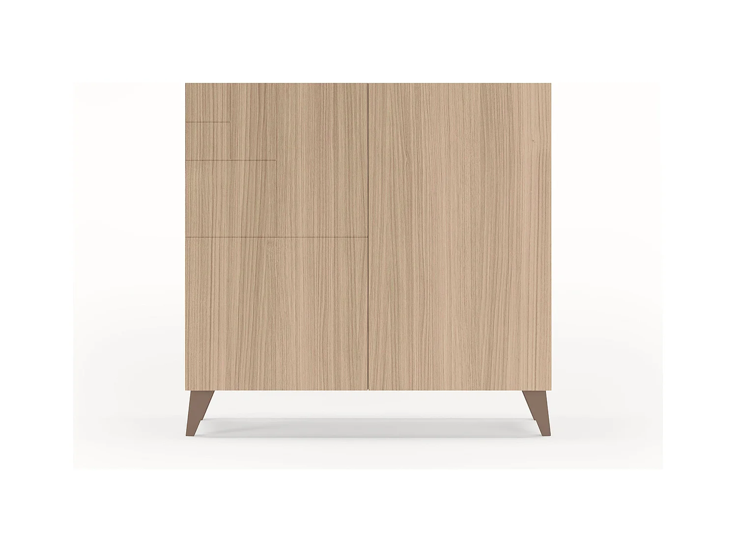 Meuble à chaussures/rangement - H87cm x L90cm x P27cm noyer clair pieds moka - Bergen