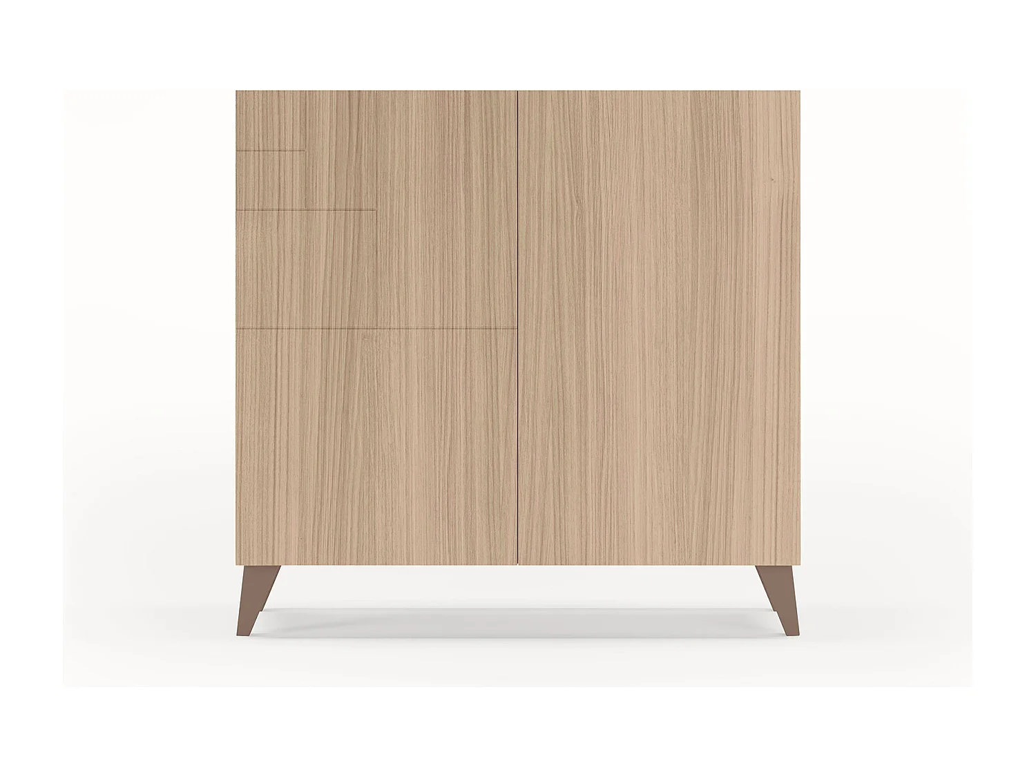 Meuble à chaussures/rangement - H87cm x L90cm x P27cm noyer clair pieds moka - Bergen