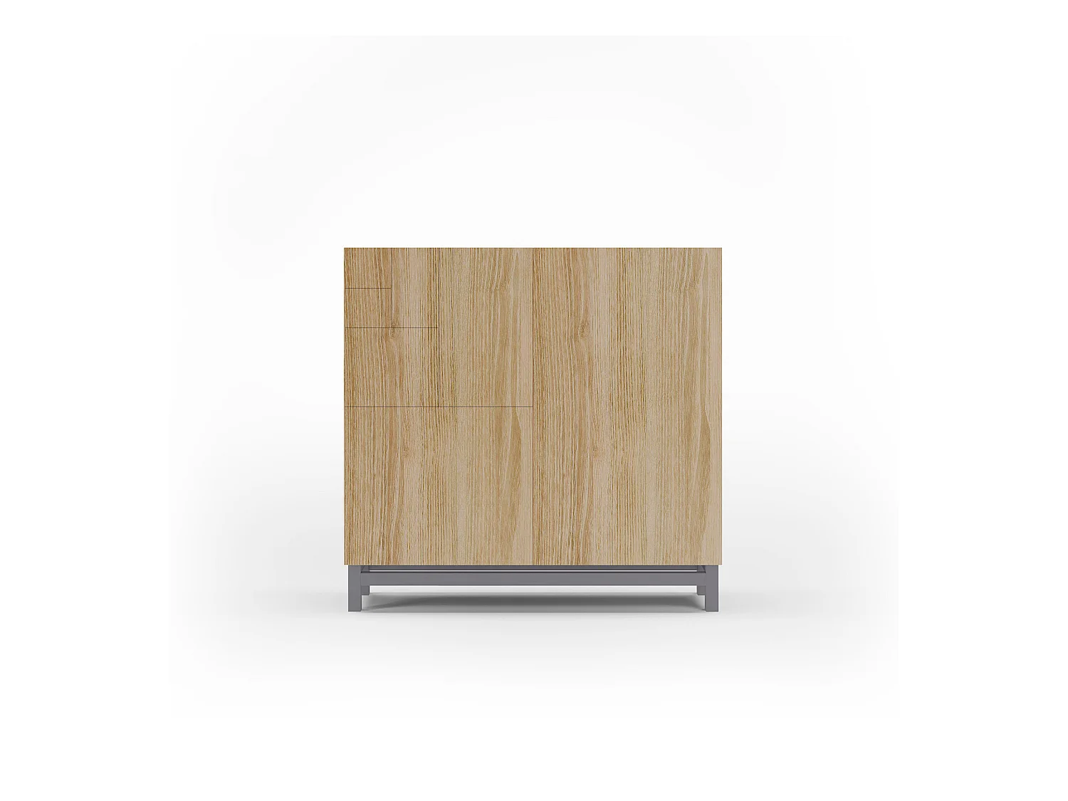Meuble à chaussures/rangement - H90cm x L90cm x P27cm chêne doré pieds gris - Copenhague