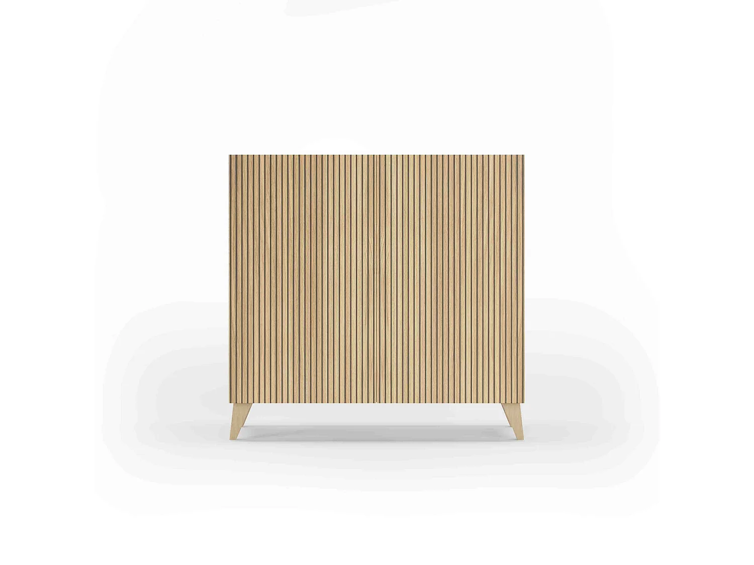 Meuble à chaussures/rangement - H87cm x L90cm x P27cm chêne portes impression lattes - Sunne