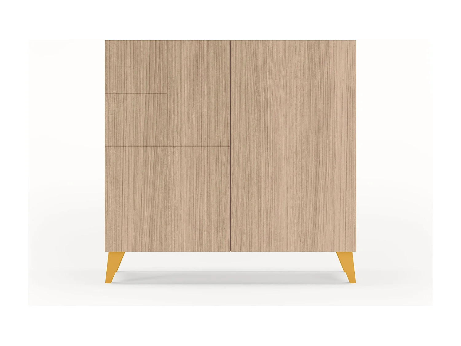 Sapateiro/Móvel organização - H87cm x L90cm x P27cm nogueira clara pernas mostarda - Bergen