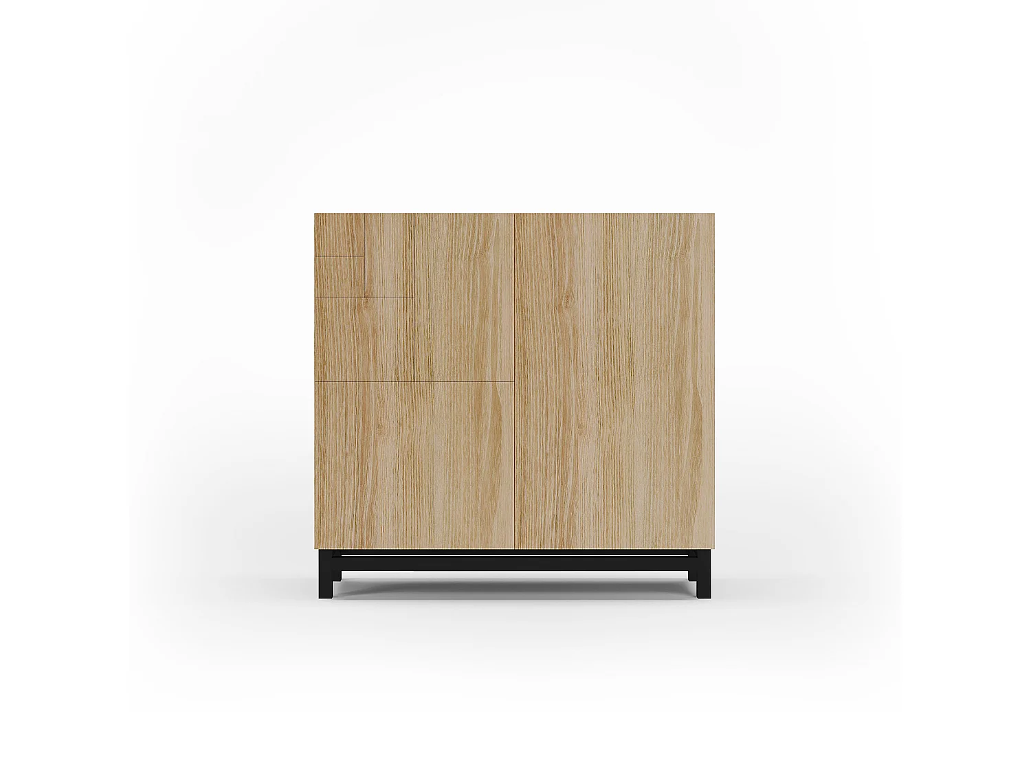 Sapateiro/Móvel organização - H90cm x L90cm x P27cm carvalho dourado pernas preto - Copenhague