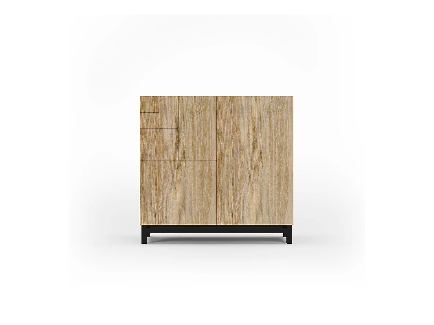 Meuble à chaussures/rangement - H90cm x L90cm x P27cm chêne doré pieds noir - Copenhague