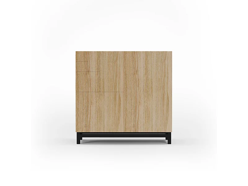 Sapateiro/Móvel organização - H90cm x L90cm x P27cm carvalho dourado pernas preto - Copenhague