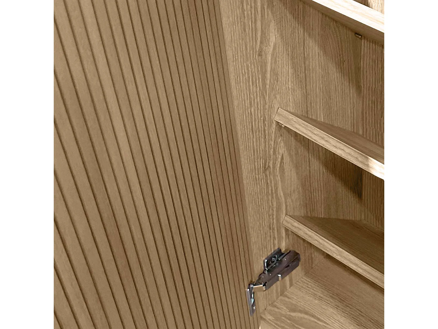 Meuble à chaussures/rangement - H90cm x L90cm x P27cm chêne portes impression lattes - Hanko