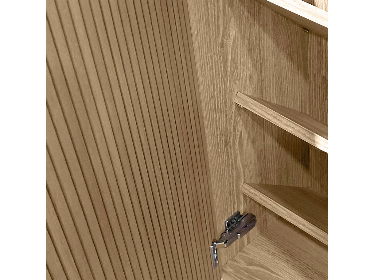 Meuble à chaussures/rangement - H90cm x L90cm x P27cm chêne portes impression lattes - Hanko