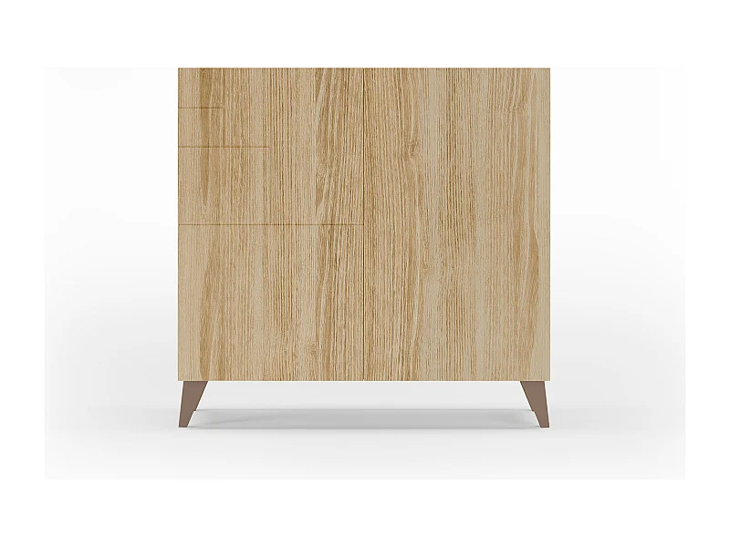 Mueble zapatero almacenaje - A87cm x L90cm x F27cm roble dorado patas moka – Bergen