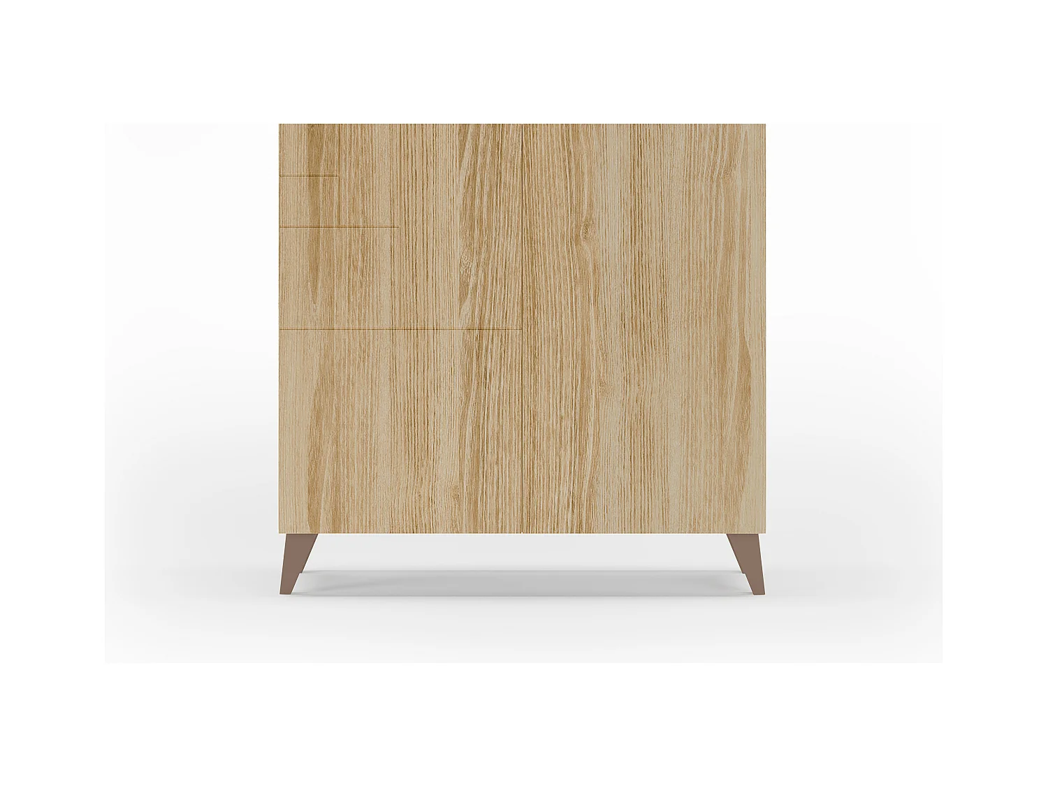 Meuble à chaussures/rangement - H87cm x L90cm x P27cm chêne dore pieds moka – Bergen