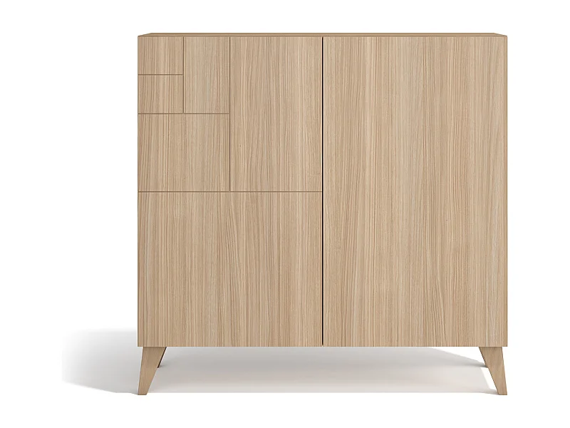 Mueble zapatero almacenaje - A87cm x L90cm x F27cm nogal claro - Bergen